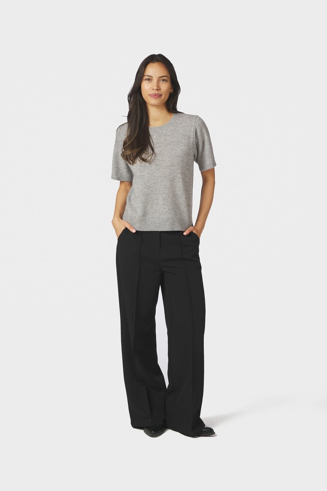 Neo Noir - Missy Wool Knit Tee 167772 - 133 - Grey Melange