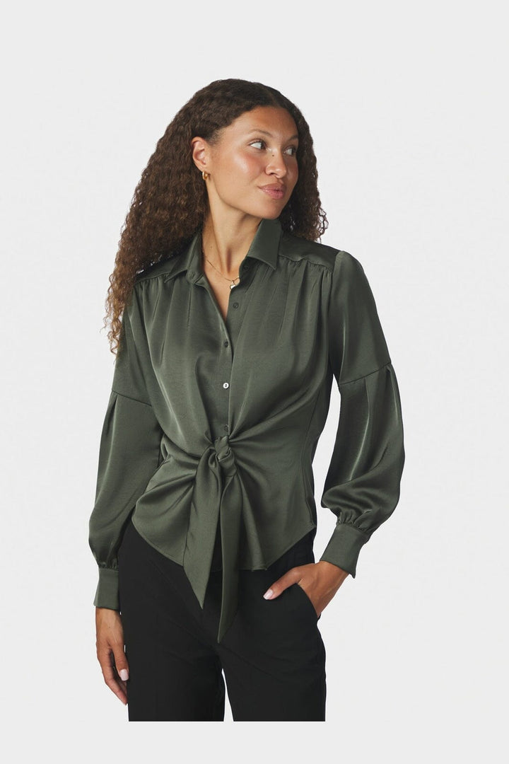 Neo Noir - Naja Satin Shirt 160801 - 591 - Deep Green
