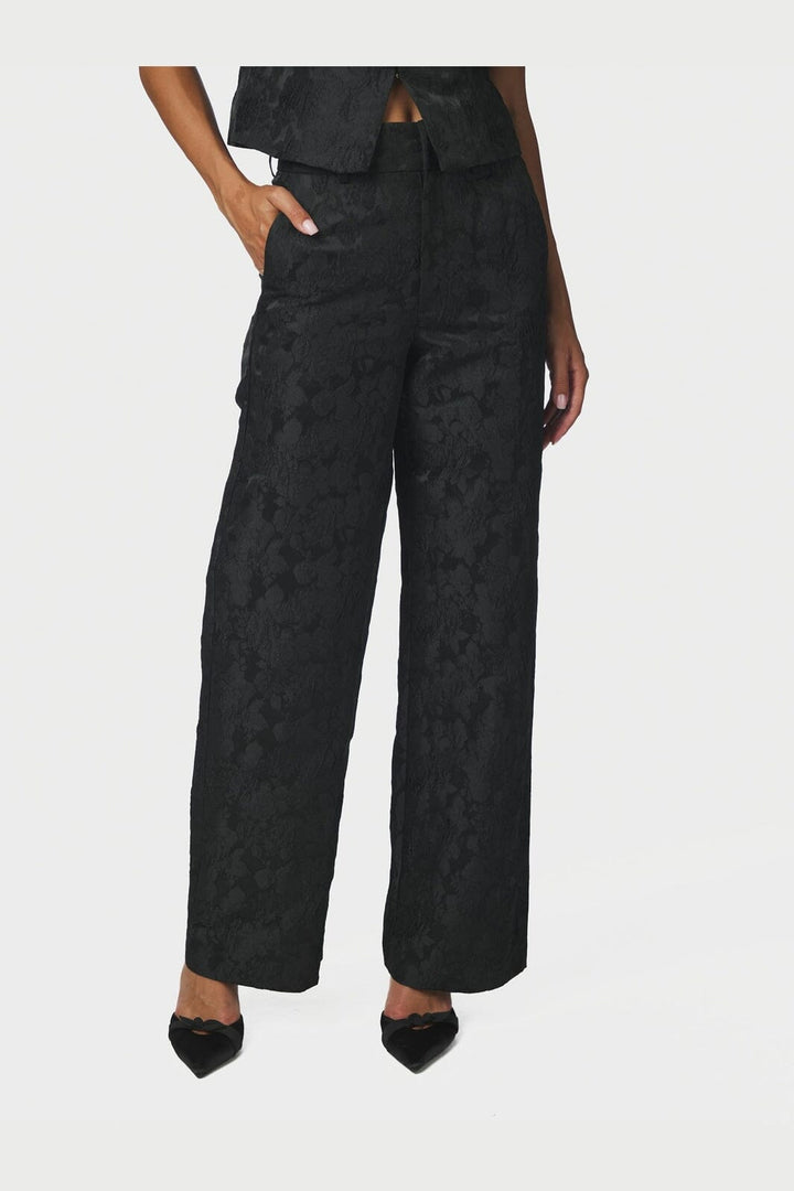 Neo Noir - Nathalie Flower Brocade Pants 171052 - 100 - Black