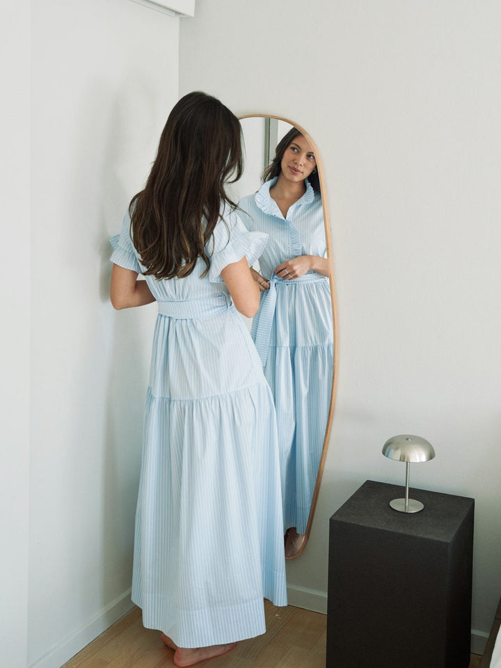 Neo Noir - Nellie Soft Stripe Dress 168230 - 145 - Light Blue Kjoler 