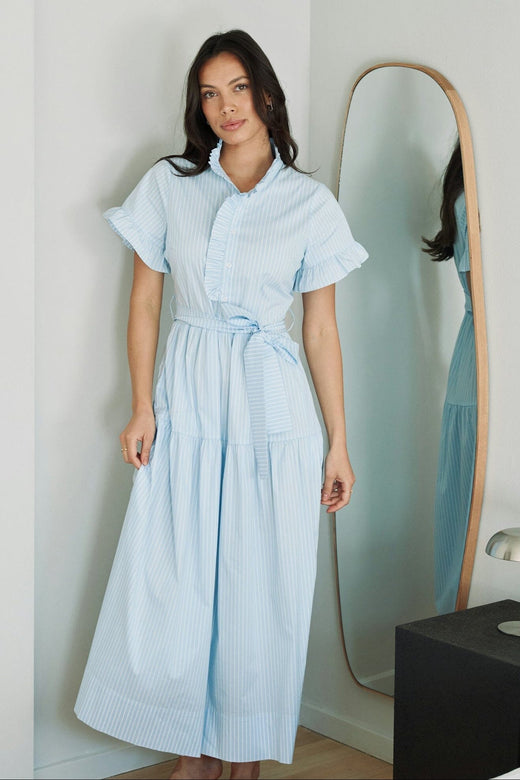 Neo Noir - Nellie Soft Stripe Dress 168230 - 145 - Light Blue Kjoler 