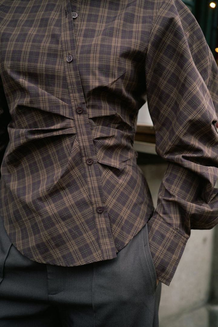 Neo Noir - Neoella Check Shirt 167459 - 676 - Dark Brown Skjorter 