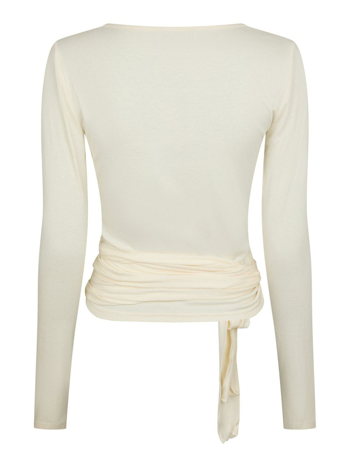 Neo Noir - Nia Jersey Wrap Blouse 165501 - 124 - Ivory Bluser 