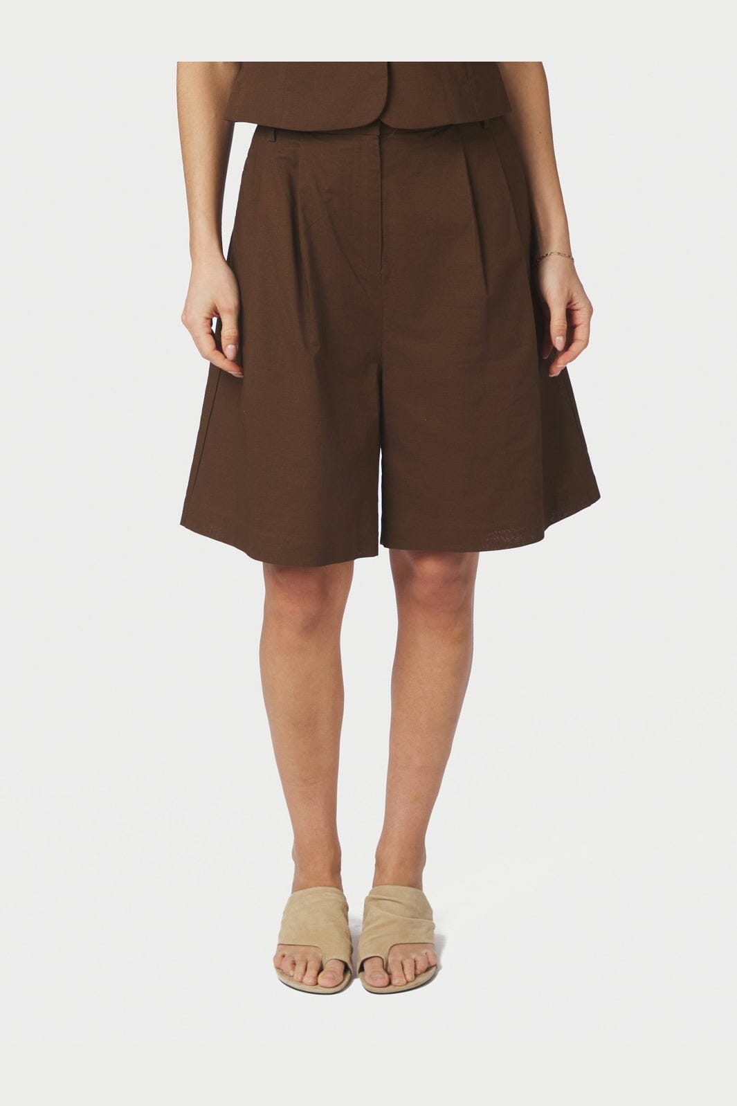 Neo Noir - Nika Linen Shorts 168253 - 676 - Dark Brown