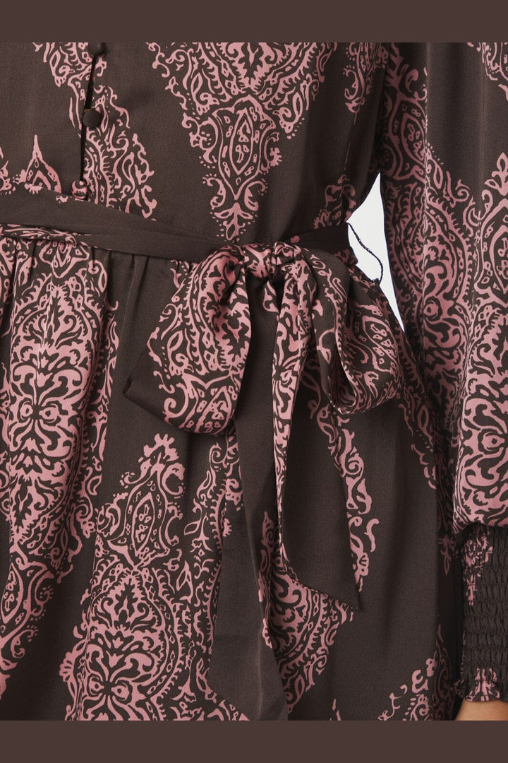 Neo Noir - Novalee Paisley Drop Dress 164473 - 486 - Dark Brown/Evening Rose