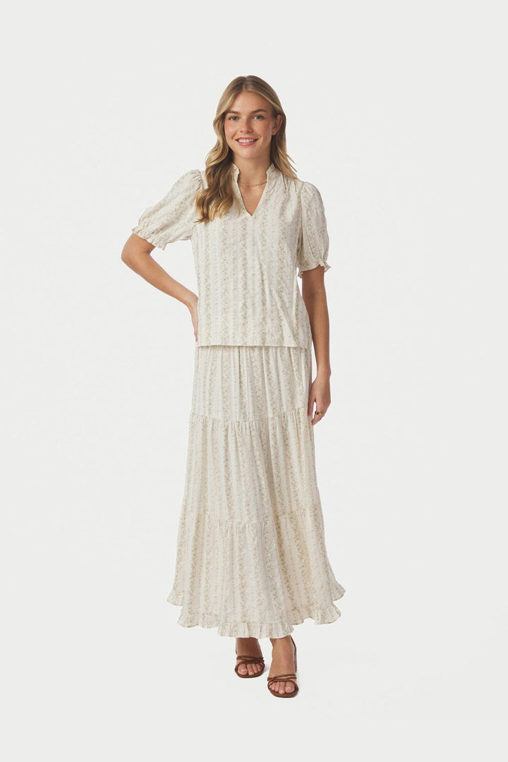 Neo Noir - Odesa Floral Stripe Blouse 168816 - 122 - Creme