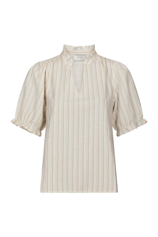 Neo Noir - Odesa Linen Stripe Blouse 169338 - 213 - Sand