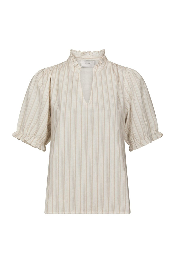 Neo Noir - Odesa Linen Stripe Blouse 169338 - 213 - Sand