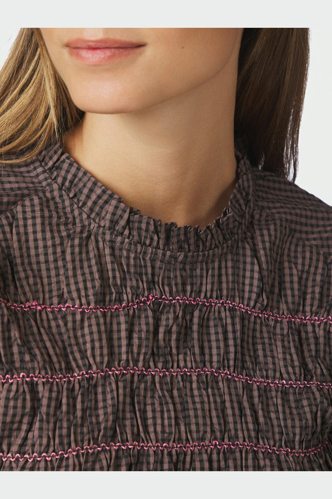 Neo Noir - Oliana Check Blouse 170534 - 306 - Dusty Brown