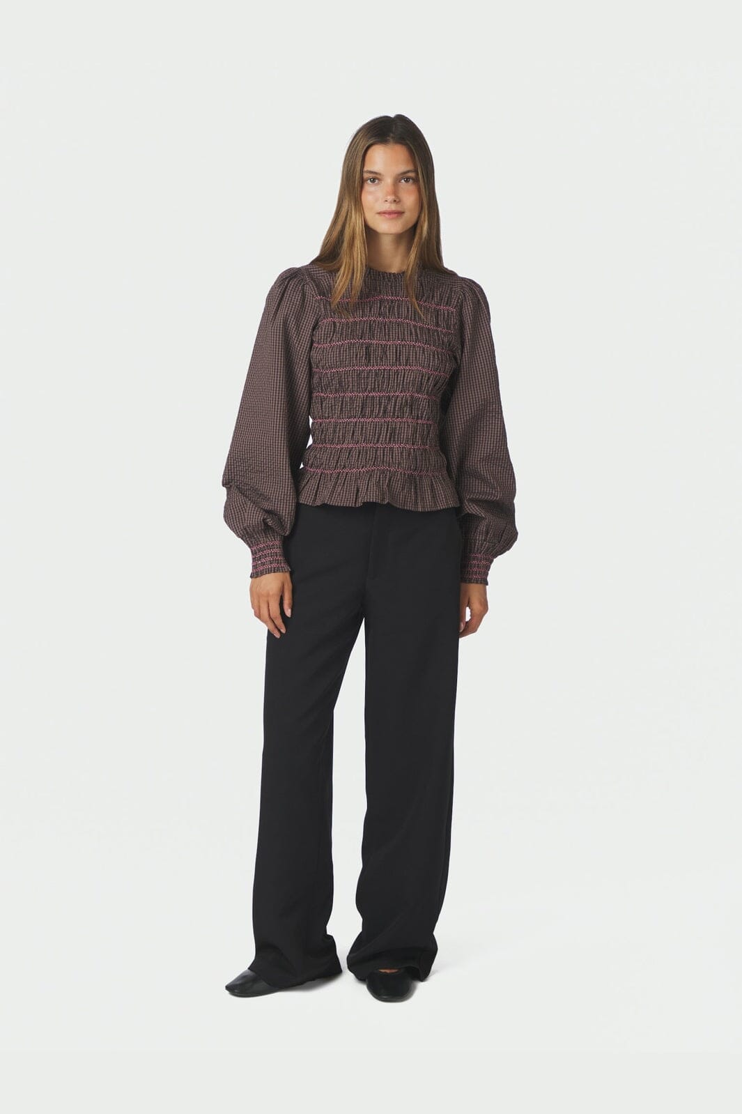 Neo Noir - Oliana Check Blouse 170534 - 306 - Dusty Brown