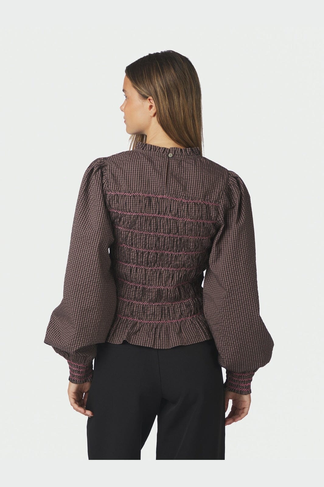 Neo Noir - Oliana Check Blouse 170534 - 306 - Dusty Brown