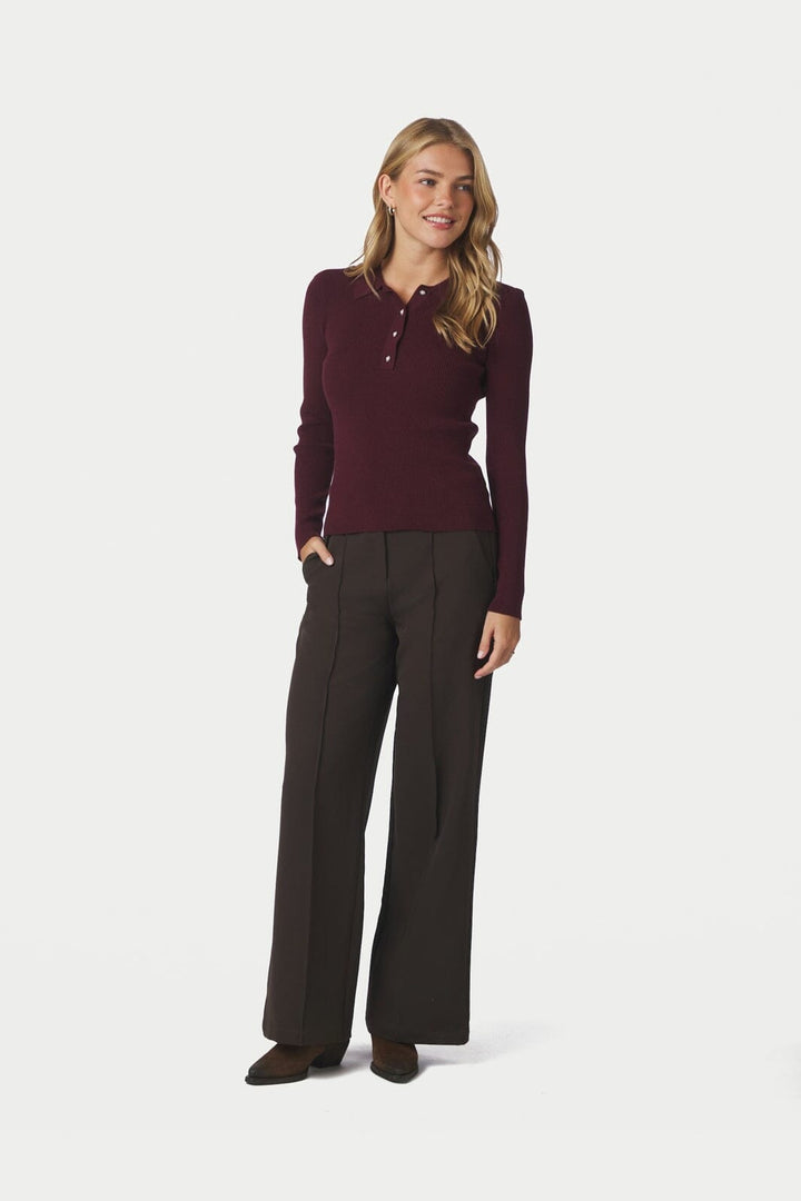 Neo Noir - Panama Knit Blouse 164017 - 682 - Wine