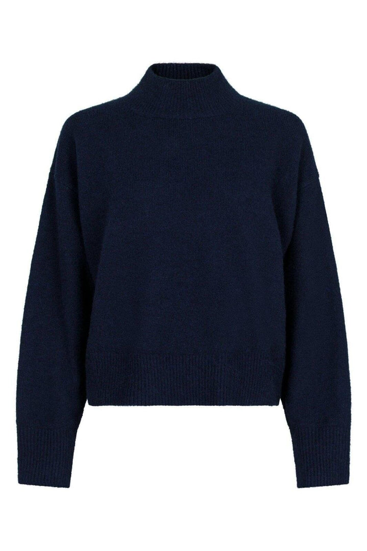 Forudbestilling - Neo Noir - Paulina Knit Blouse - Navy Strikbluser 