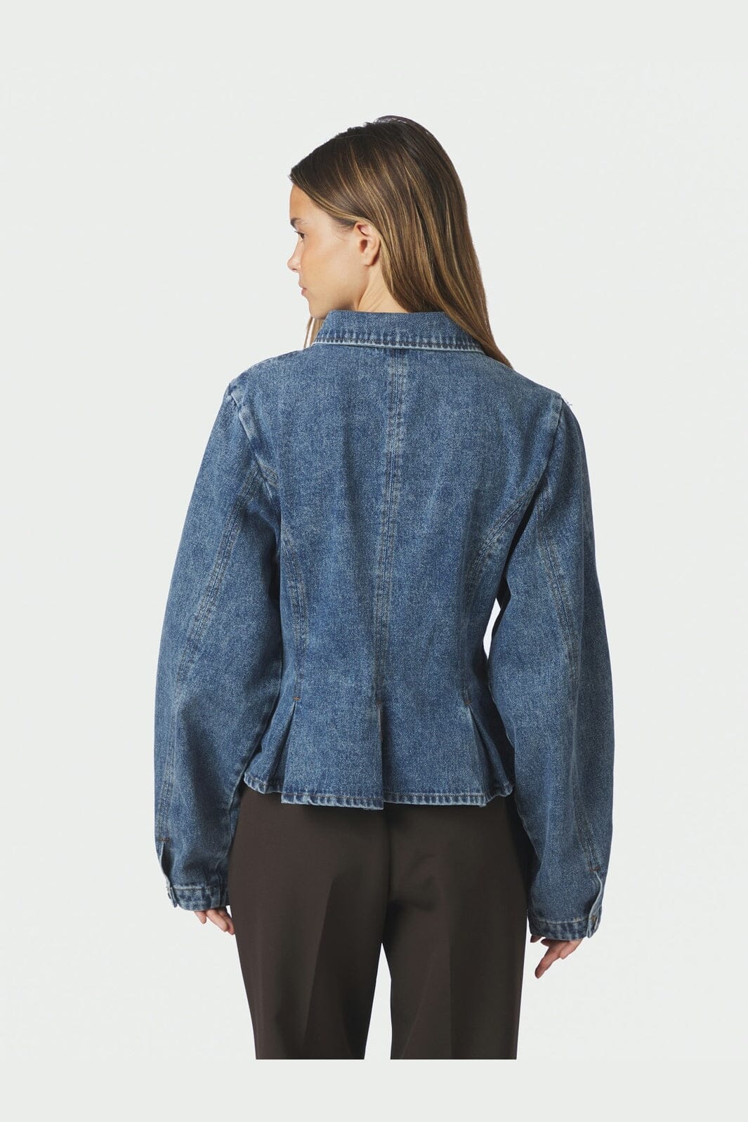 Neo Noir - Rivora Denim Peplum Jacket 169549 - 140 - Blue