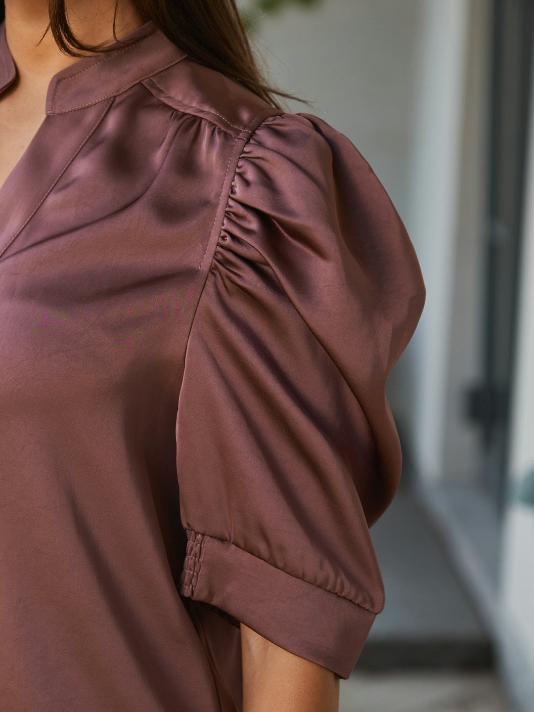 Neo Noir - Roella Heavy Sateen Blouse 162590 - 393 - Dark Rose Bluser 
