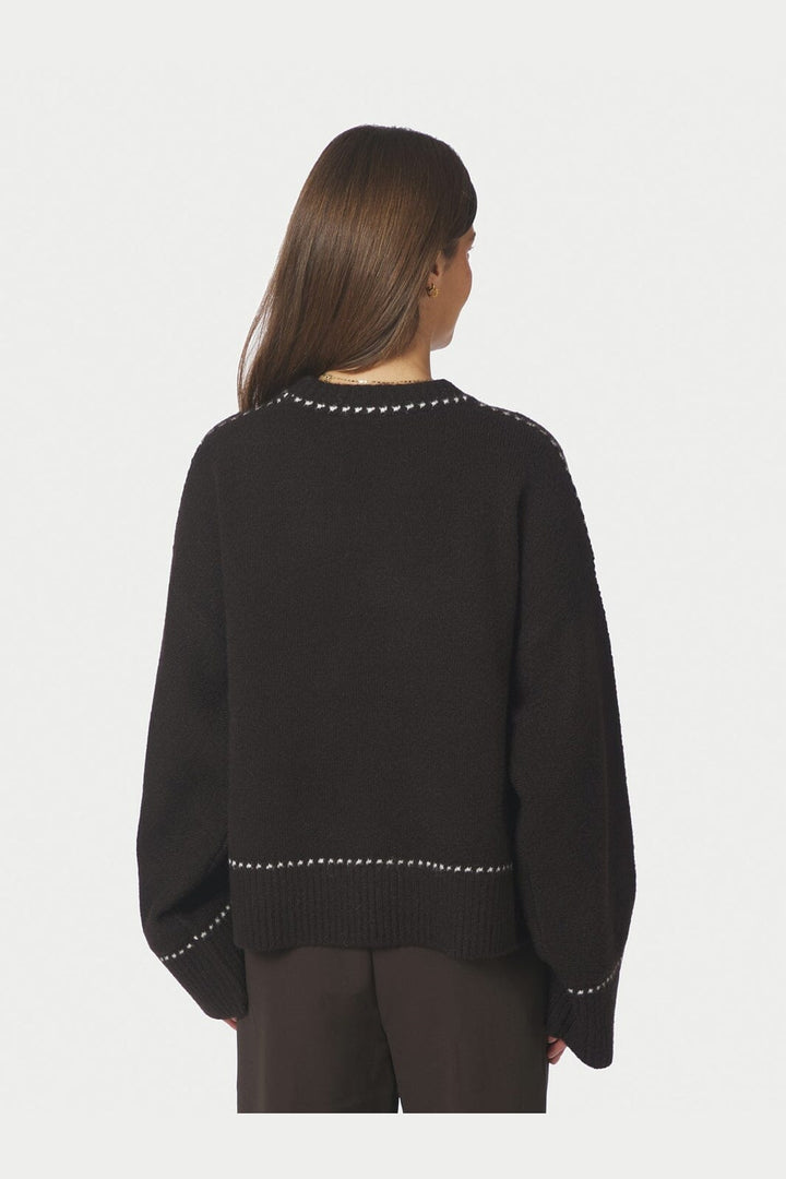 Neo Noir - Roeme Knit Stitch Blouse 164818 - 676 - Dark Brown