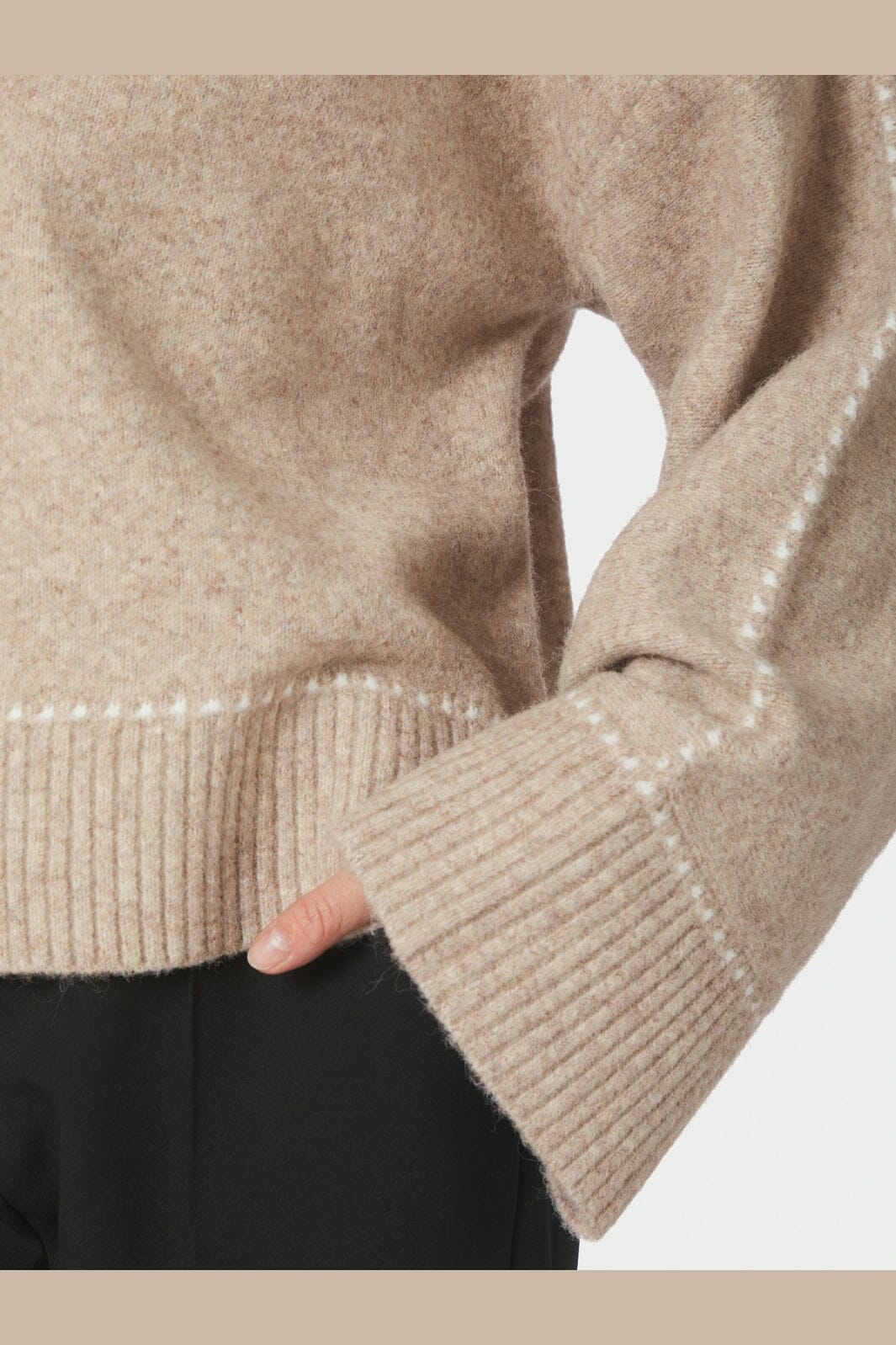 Neo Noir - Roeme Knit Stitch Blouse 164818 - 976 - Beige Melange