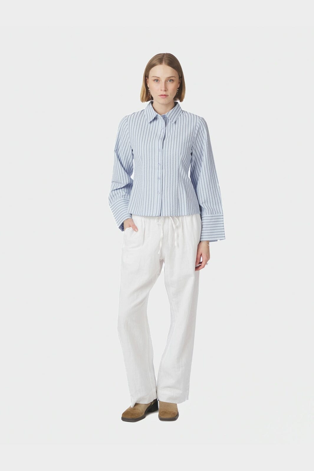 Neo Noir - Rosa Striped Crepe Shirt 169301 - 140 - Blue