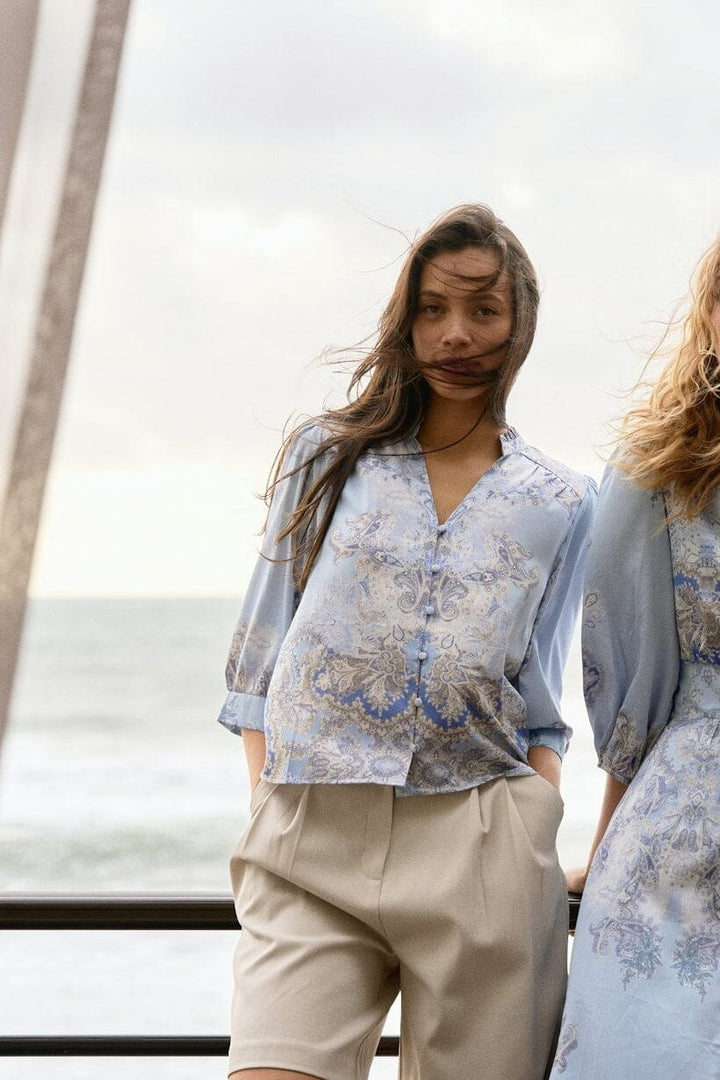 Neo Noir - Roselle Artist Paisley Blouse 165558 - 145 - Light Blue Bluser 