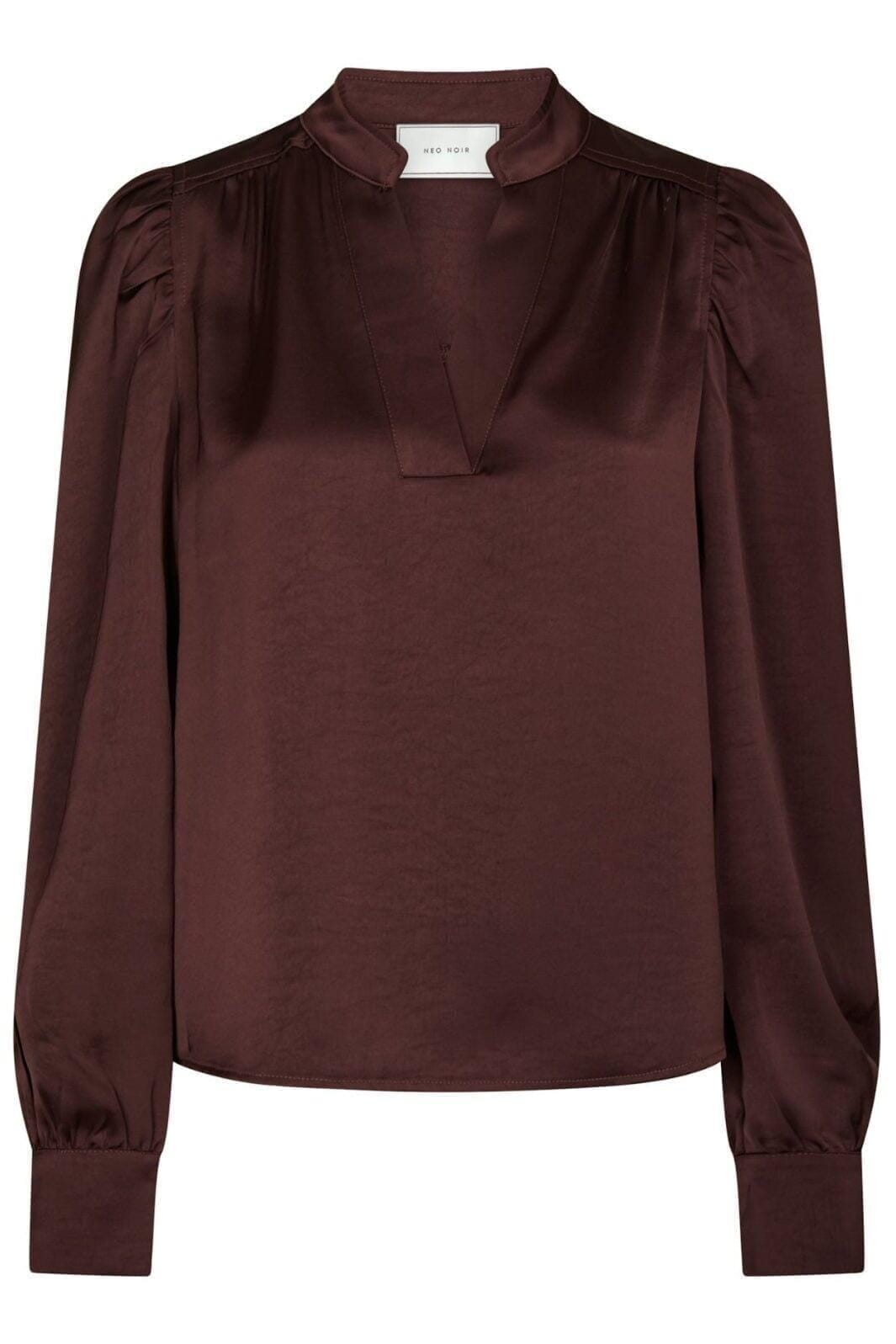 Neo Noir - Rosslyn Heavy Sateen Blouse 163769 - Burgundy Bluser 