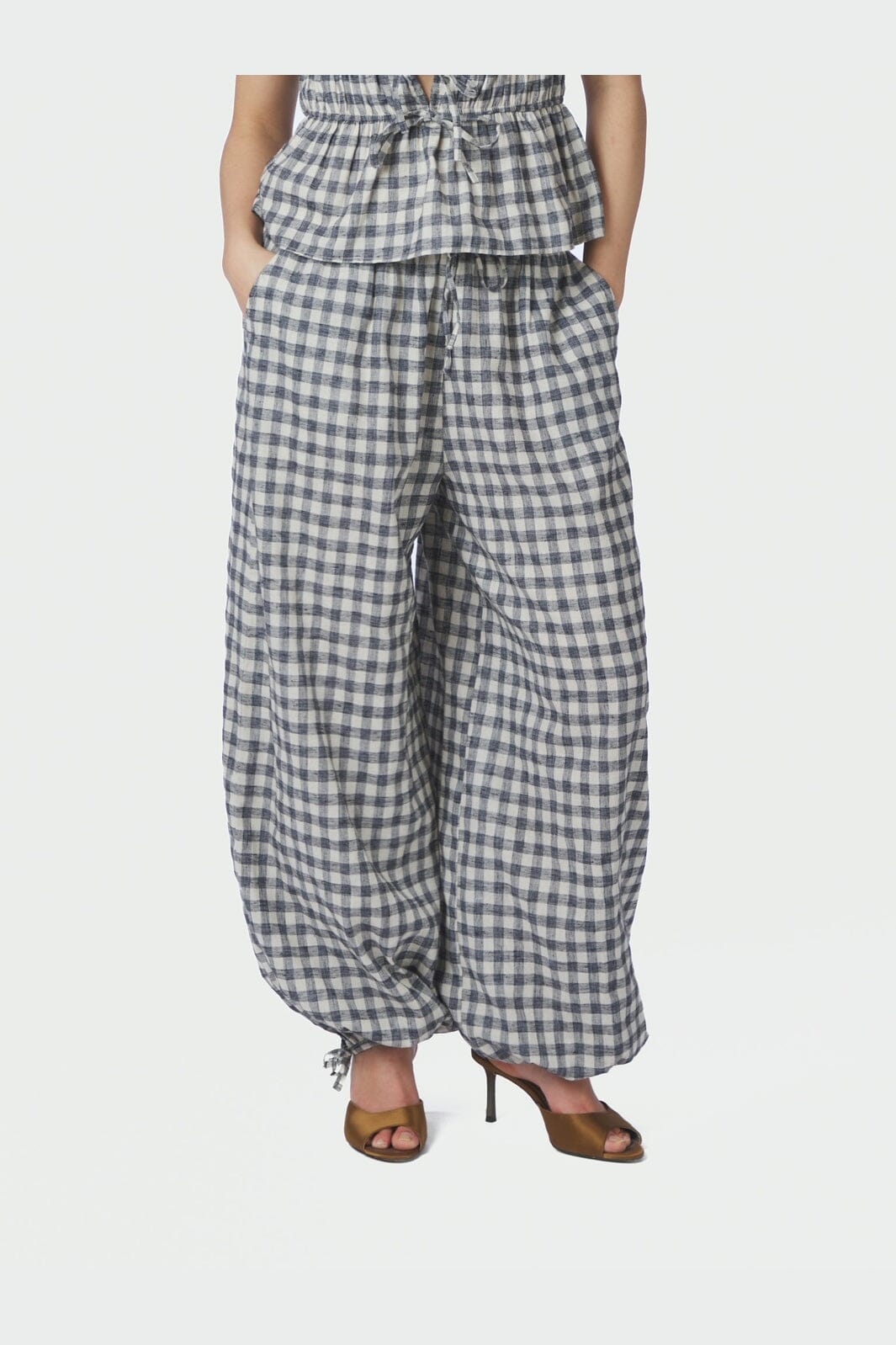 Neo Noir - Roxane Balloon Check Pants 169626 - 100 - Black