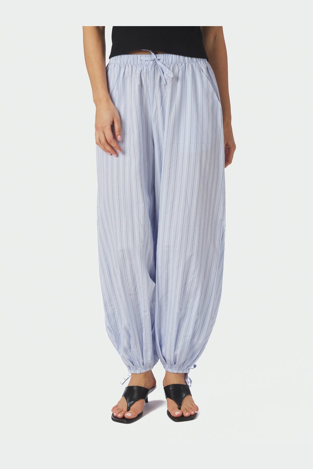 Neo Noir - Roxane Balloon Double Stripe Pants 168432 - 145 - Light Blue