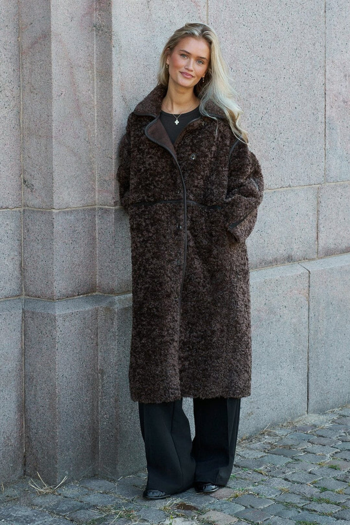 Neo Noir - Senta Faux Fur Coat 168325 - 676 - Dark Brown Jakker 