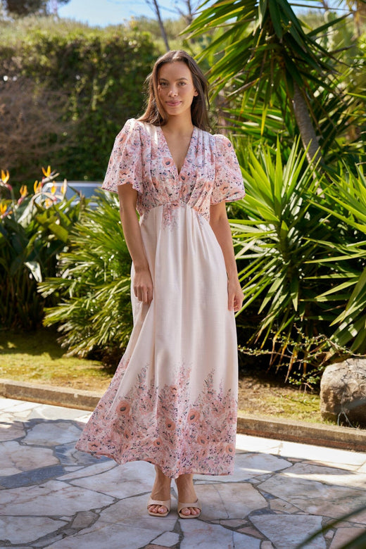 Neo Noir - Serna Flower Print Dress 166177 - 679 - Burned Powder Kjoler 