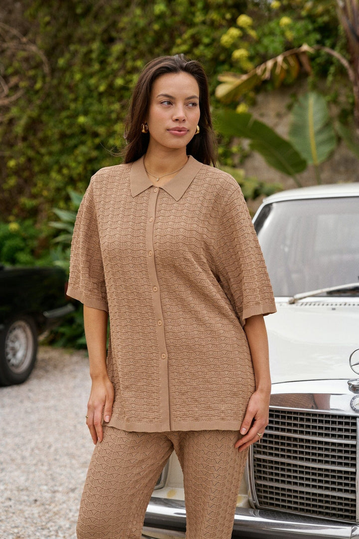 Neo Noir - Sette Fine Crochet Blouse 168327 - 214 - Taupe Bluser 