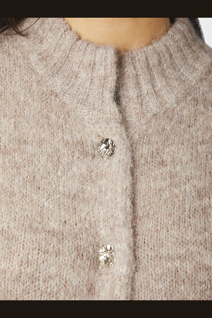 Neo Noir - Taura Fluffy Knit Cardigan 165103 - 976 - Beige Melange