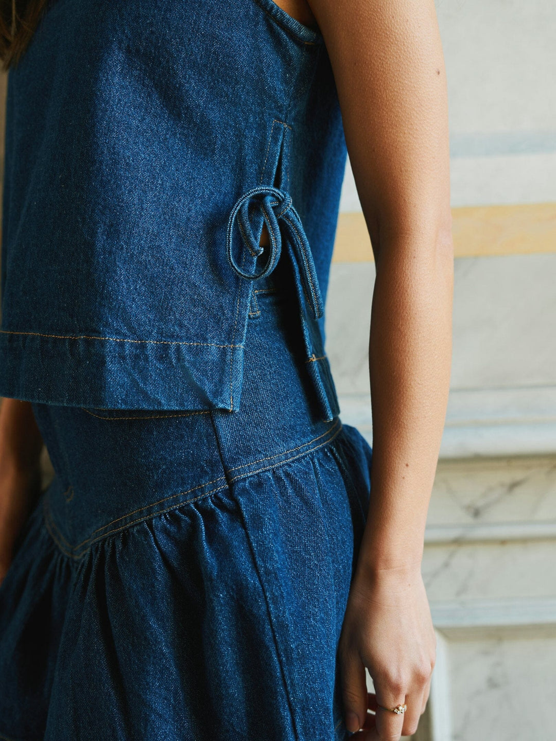 Neo Noir - Tripa Denim Frill Skirt 165971 - 140 - Blue Nederdele 