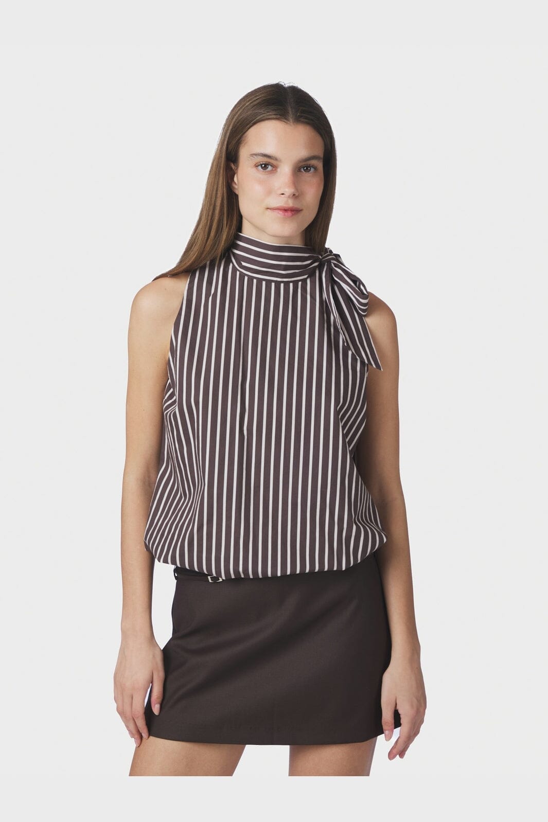 Neo Noir - Veda Wide Stripe Top 169761 - 676 - Dark Brown