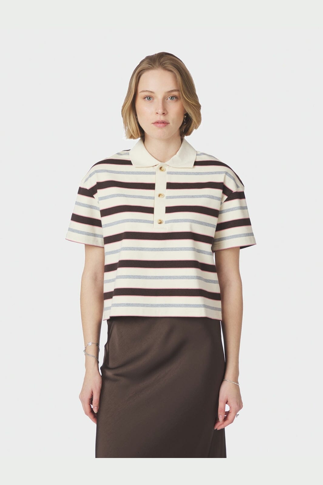Neo Noir - Vennera Triple Stripe Polo Tee 170025 - 130 - Grey
