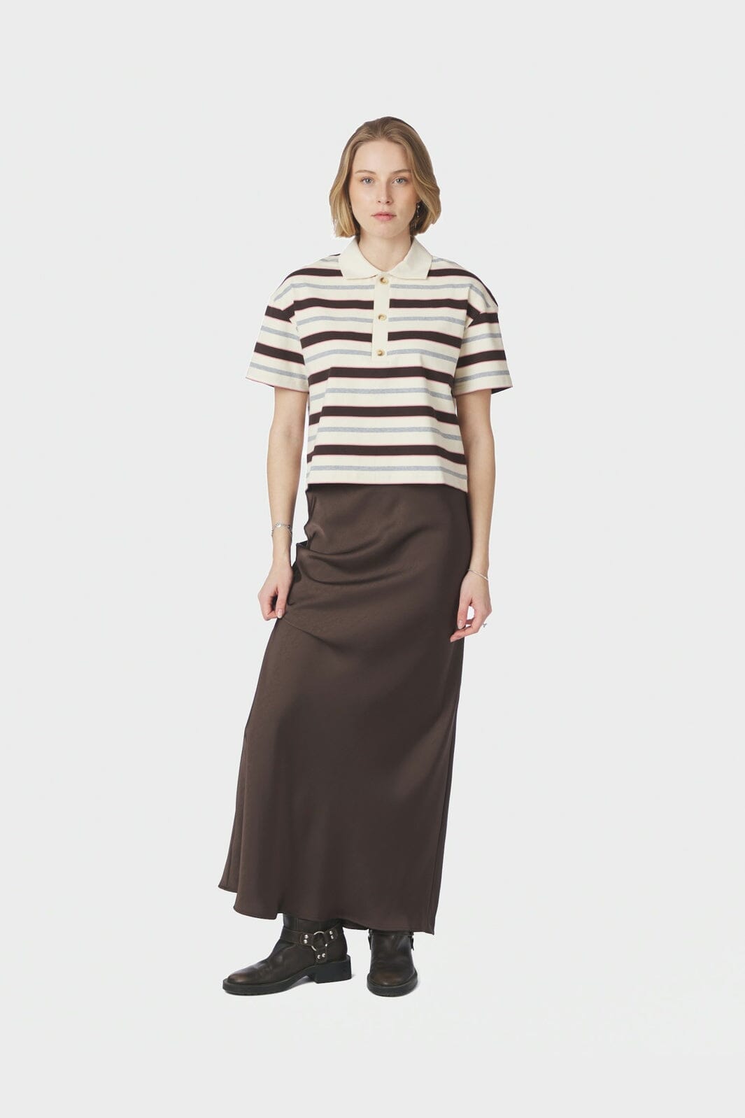 Neo Noir - Vennera Triple Stripe Polo Tee 170025 - 130 - Grey
