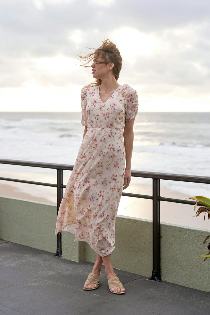 Neo Noir - Vira Floral Dress 169209 - 122 - Creme Kjoler 