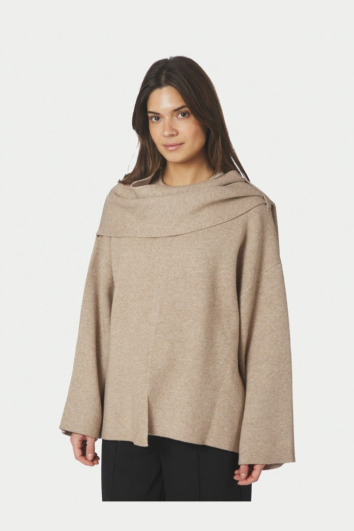Neo Noir - Wals Knit Scarf Blouse 166203 - 123 - Beige