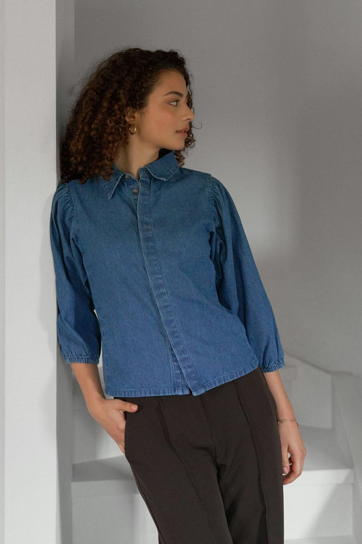 Neo Noir - Wandana Denim Blouse 167092 - 140 - Blue Bluser 