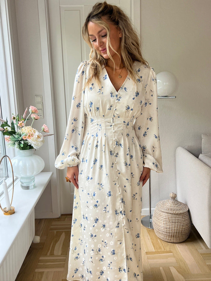 Neo Noir x Molly&My - Jellie Satin Rose Dress 169382 - 122 - Creme Kjoler 