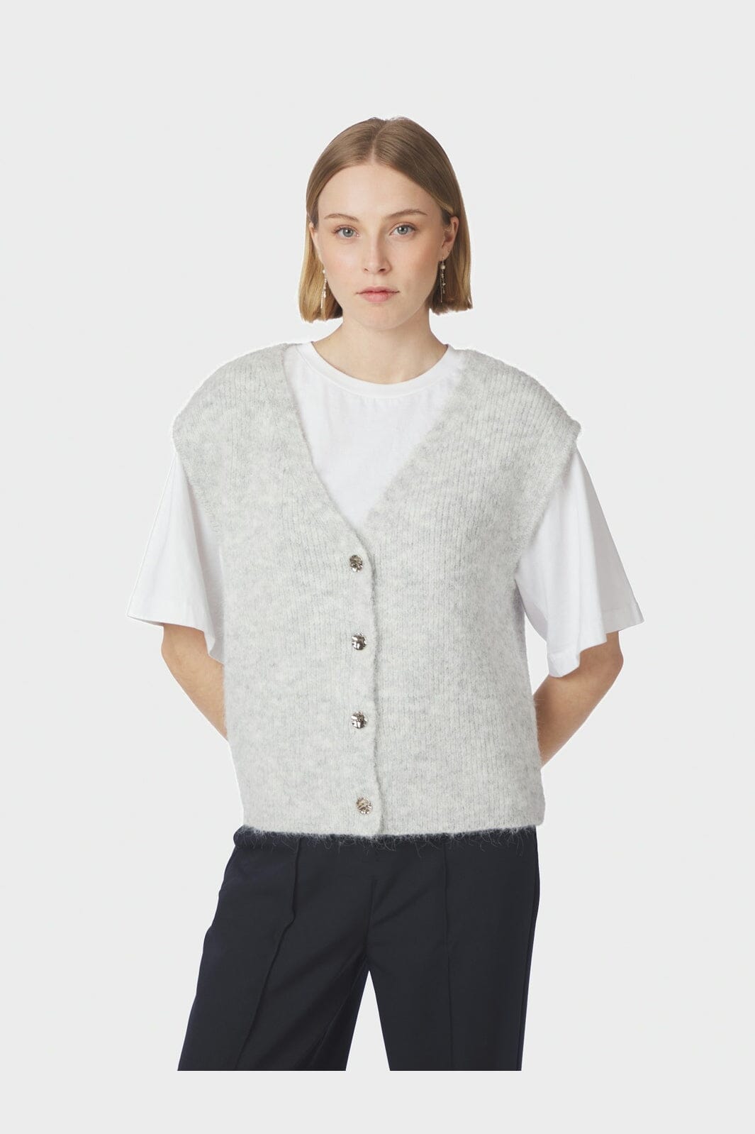 Neo Noir - Xandra Knit Vest 169152 - 131 - Light Grey