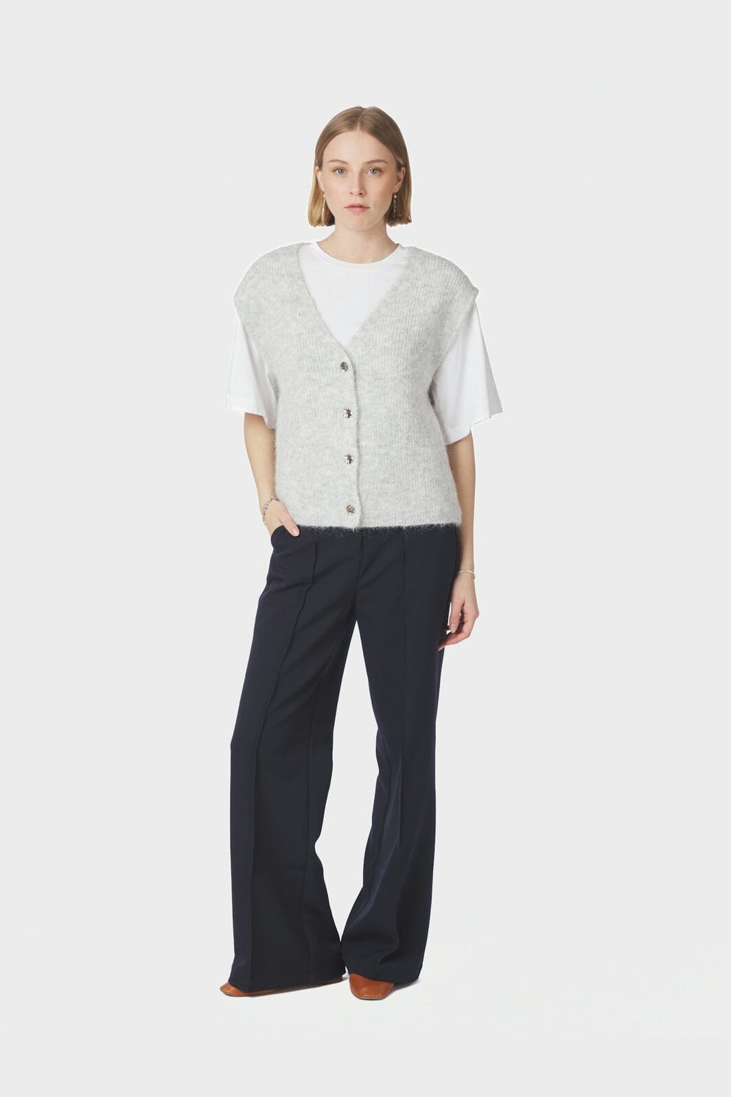 Neo Noir - Xandra Knit Vest 169152 - 131 - Light Grey