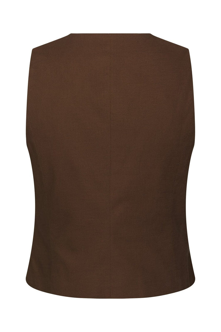 Neo Noir - Yula Linen Waistcoat 165181 - 676 - Dark Brown
