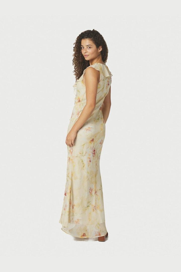Neo Noir - Zella Chiffon Print Dress 167616 - 203 - Dusty Yellow