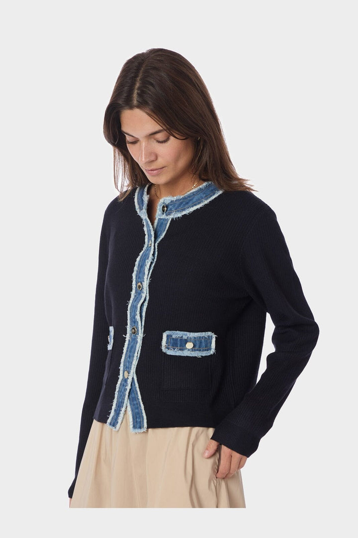 Neo Noir - Zelma Knit Denim Cardigan 167245 - 141 - Navy