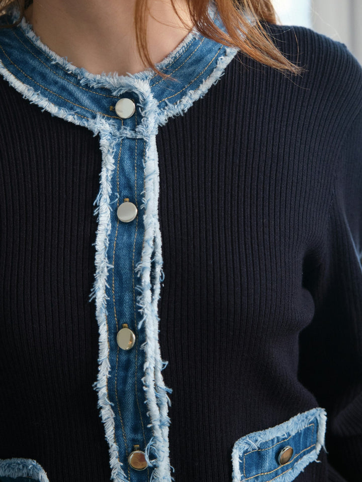Neo Noir - Zelma Knit Denim Cardigan 167245 - 141 - Navy Cardigans 