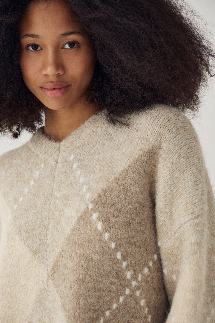 Noella - Lai Knit 14670001 - 650 - Beige Mix Strikbluser 