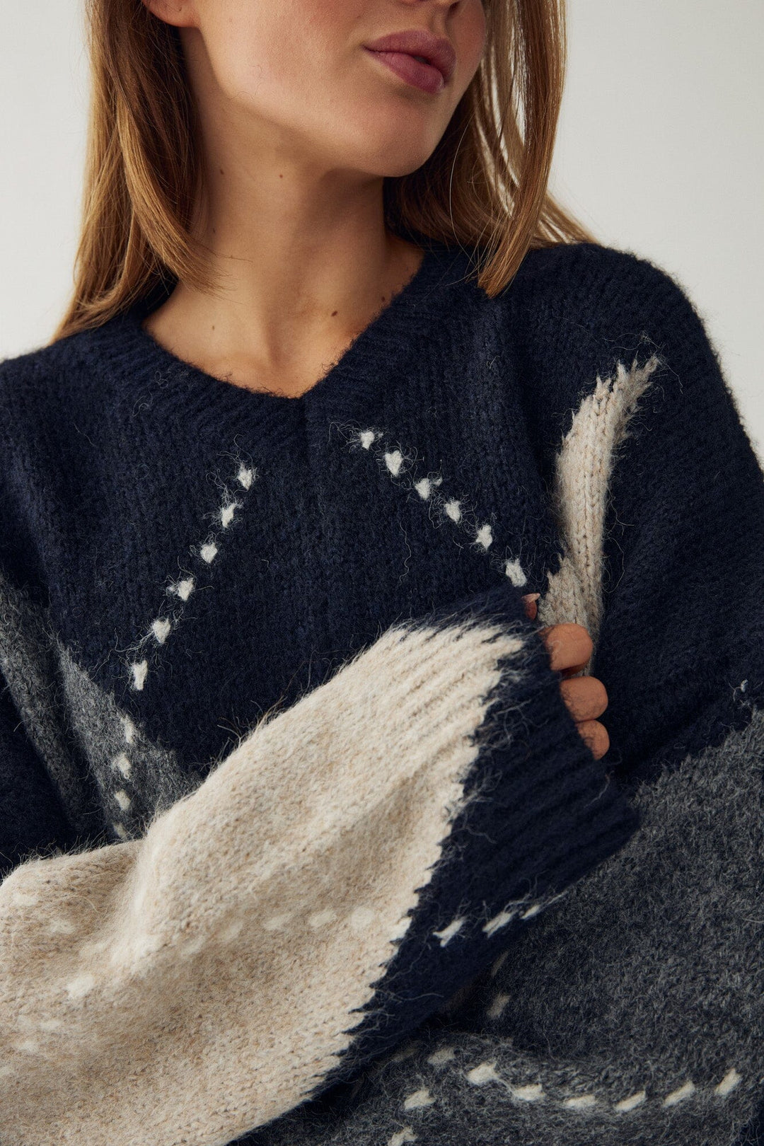 Noella - Lai Knit 14670001 - 670 - Navy Mix Strikbluser 