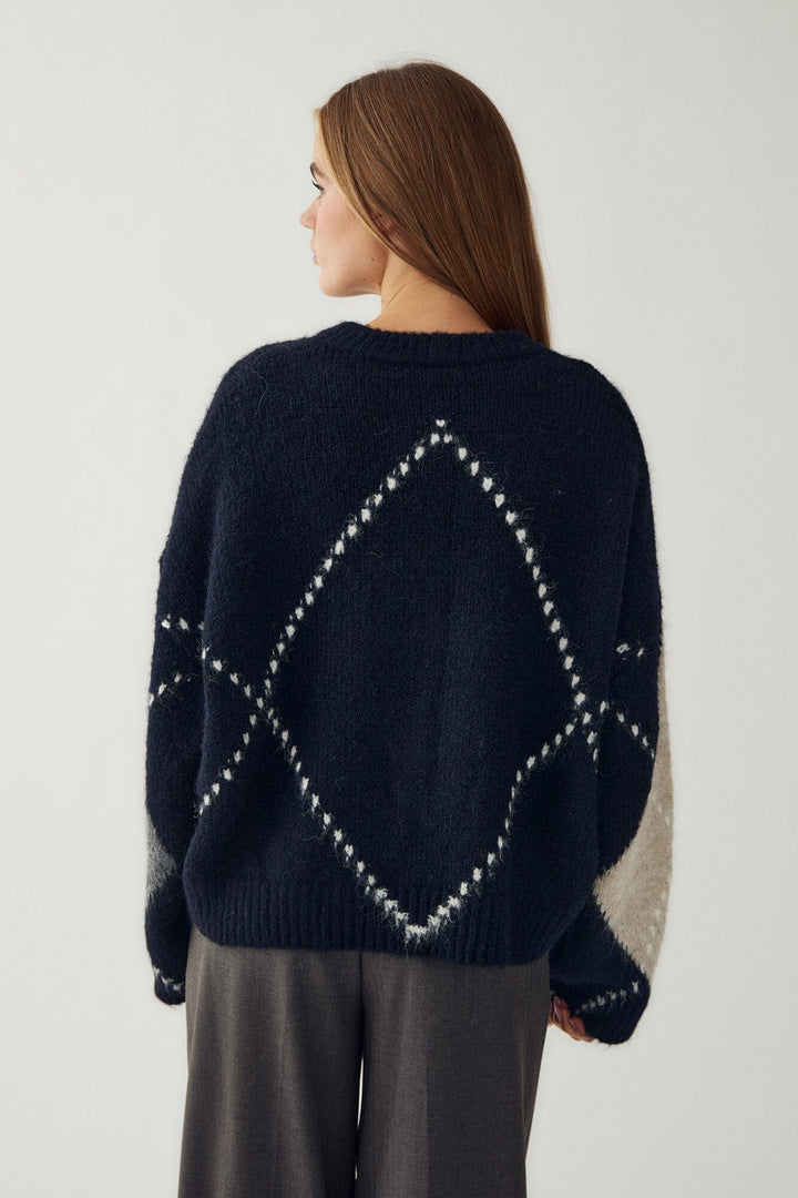 Noella - Lai Knit 14670001 - 670 - Navy Mix Strikbluser 