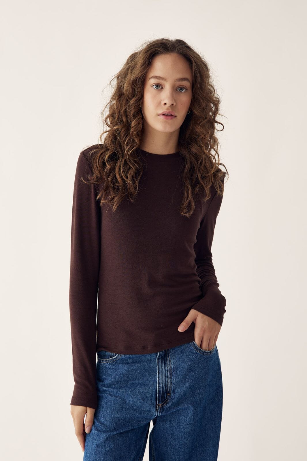 Noella - Lidie Ls Top 14090001 - 1496 - Burgundy Melange T-shirts 