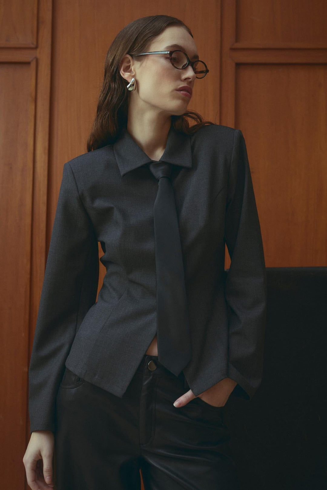 Noella - N-Maelle Shirt 16150005 - 1487 - Grey Herringbone Skjorter 