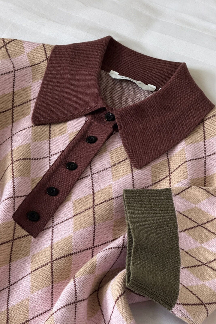 Noella - N-Makayla Ss Knit 15030002 - 1544 - Diya Pink Check
